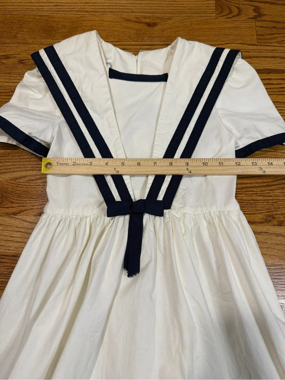David Charles London Girls Sailor Dress Ivory Cream Navy Striped Nautical Sz 10